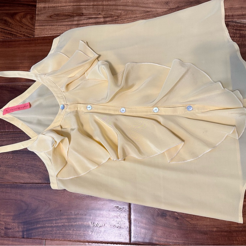 Eight Sixty Yellow Ruffle Tank Top - Picture 2 of 6